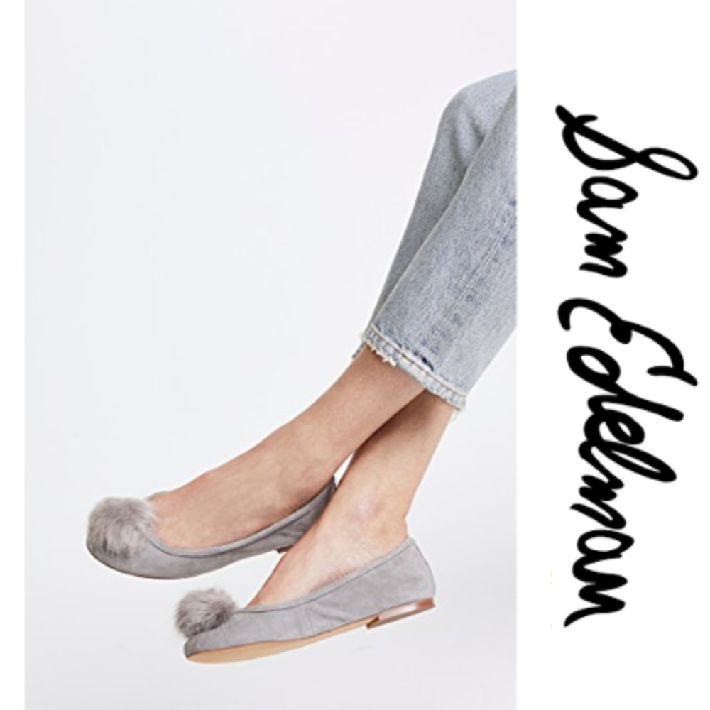 NWOB Sam Edelman Farina Pom Suede Ballet Flats